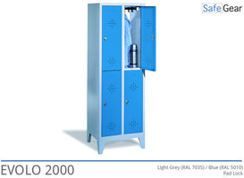 Evolo changing room / Wardrobe with 2x2 compartments prepared for padlock - width-800