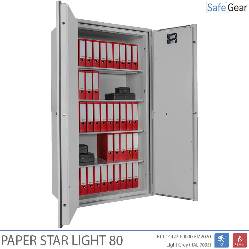 Paper Star Light 80 Document Safe - 55 Binders - Burglary Test S2 / Fire Test 30m