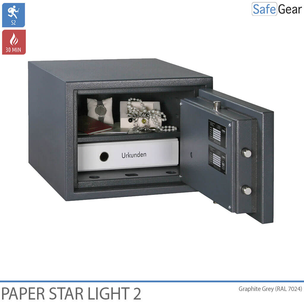 Paper Star Light 2 Coffre-fort ignifuge - 2 classeurs - Test d'effraction Grade S2 / Test feu 30 min