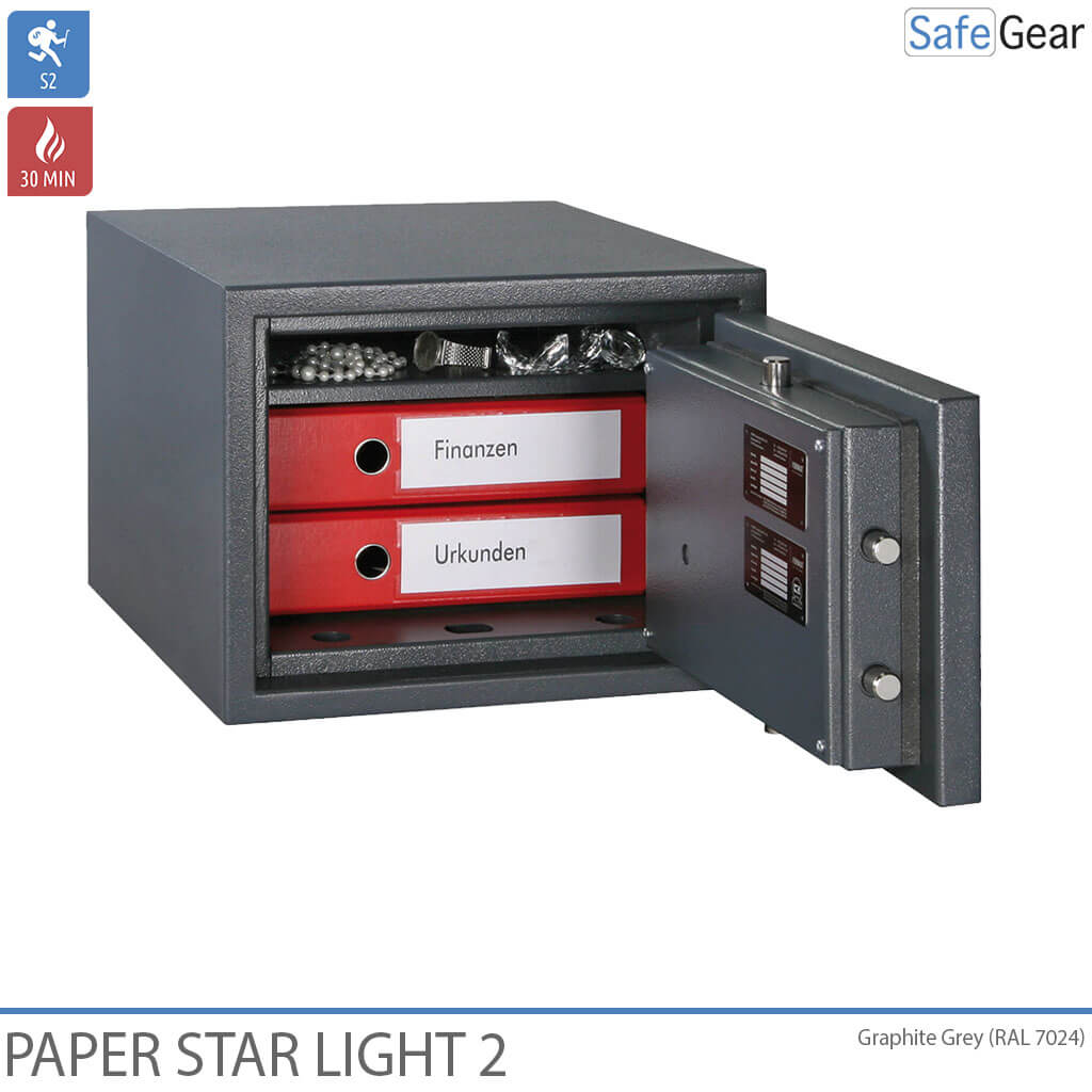 Paper Star Light 2 Coffre-fort ignifuge - 2 classeurs - Test d'effraction Grade S2 / Test feu 30 min