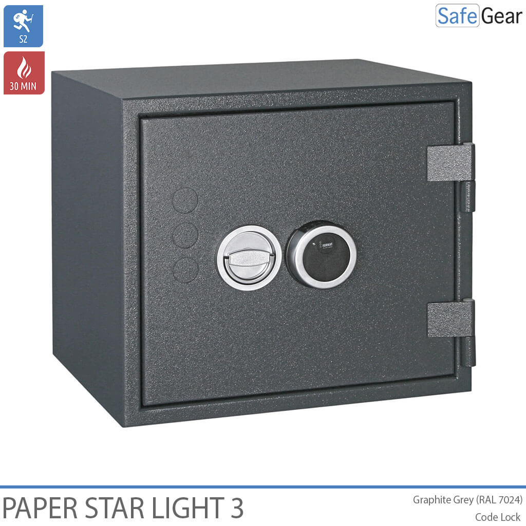 Paper Star Light 3 Coffre-fort Ignifuge - 5 Classeurs - Test d'effraction Grade S2 / Test feu 30 min