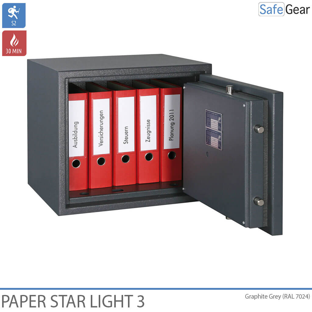 Paper Star Light 3 Coffre-fort Ignifuge - 5 Classeurs - Test d'effraction Grade S2 / Test feu 30 min