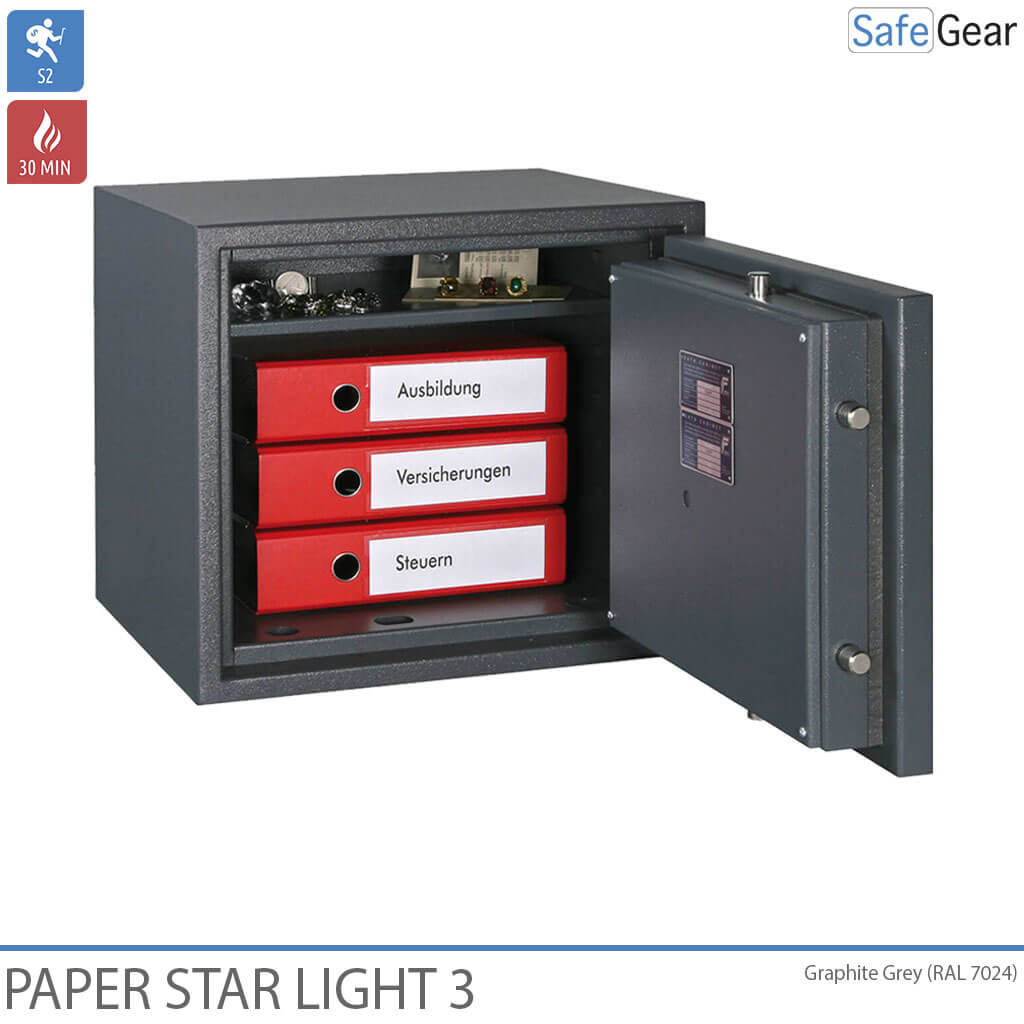 Paper Star Light 3 Coffre-fort Ignifuge - 5 Classeurs - Test d'effraction Grade S2 / Test feu 30 min