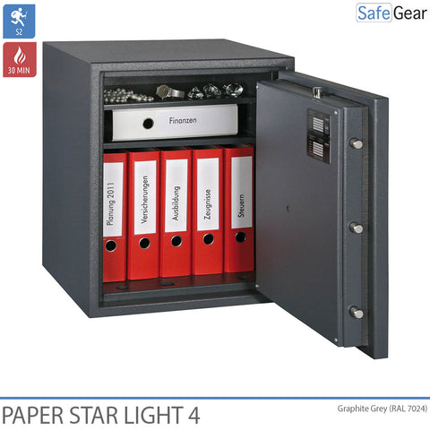 Paper Star Light 4 Feuerschutztresor - 7 Ordner - Einbruchschutz Klasse S2 / Feuerschutz 30 Min.