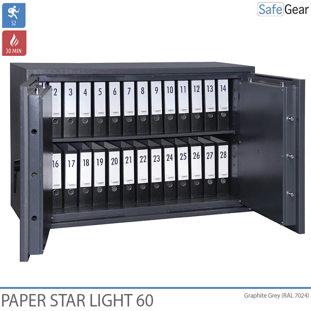 Paper Star Light 60 Documentenkluis - 28 Mappen - Inbraaktest S2 / Brandtest 30 min