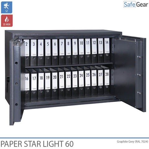 Paper Star Light 60 Document Safe - 28 Binders - Burglary Test S2 / Fire Test 30m