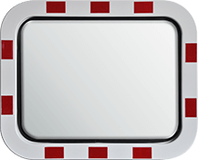 Traffic Mirror - Rectangular - Red/White Frame