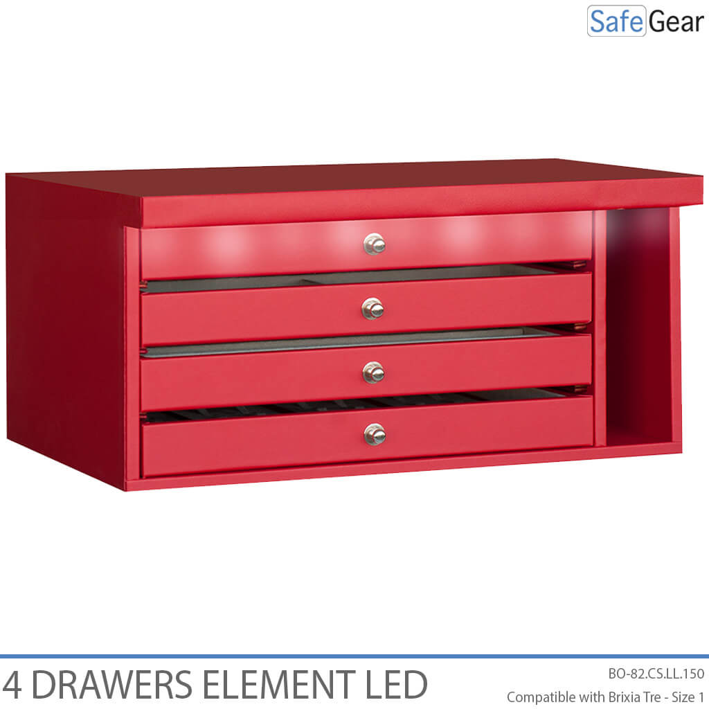Brixia Tre LED light organizer with 4 drawers for size 1