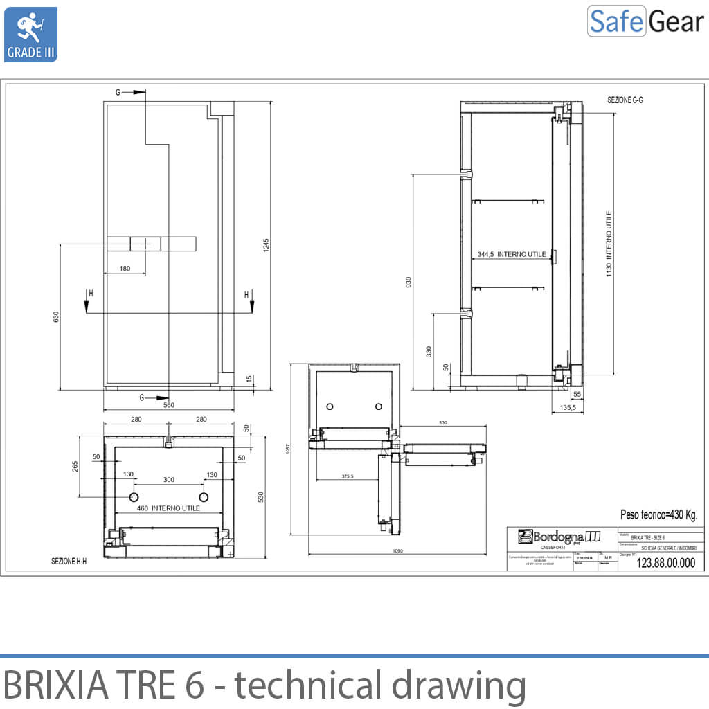 Coffre-fort Brixia Tre 6 (180 L) - Classe de résistance à l’effraction III - Serrure À Code
