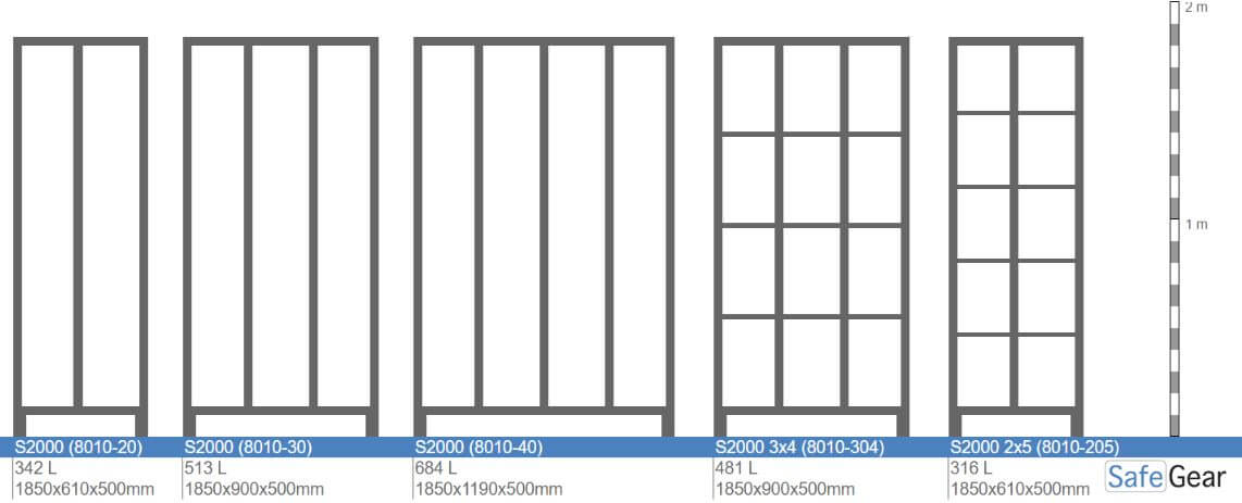 Storage cabinet S2000 with 2x5 compartments (8010-205) - padlock