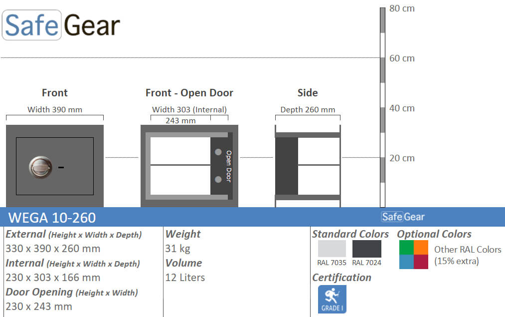 Measurements Wega Wall Safe