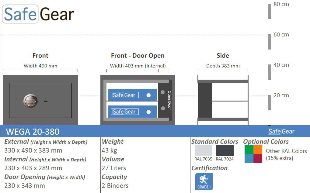 Measurements Wega Wall Safe