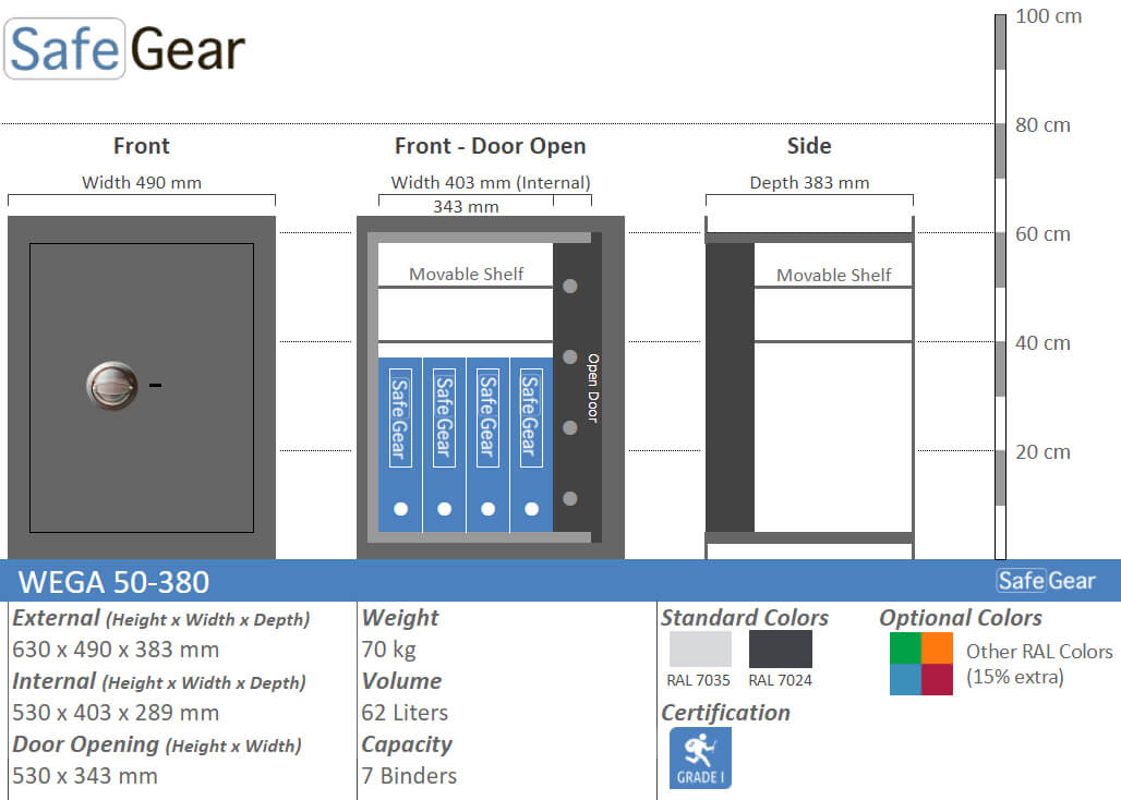 Measurements Wega Wall Safe
