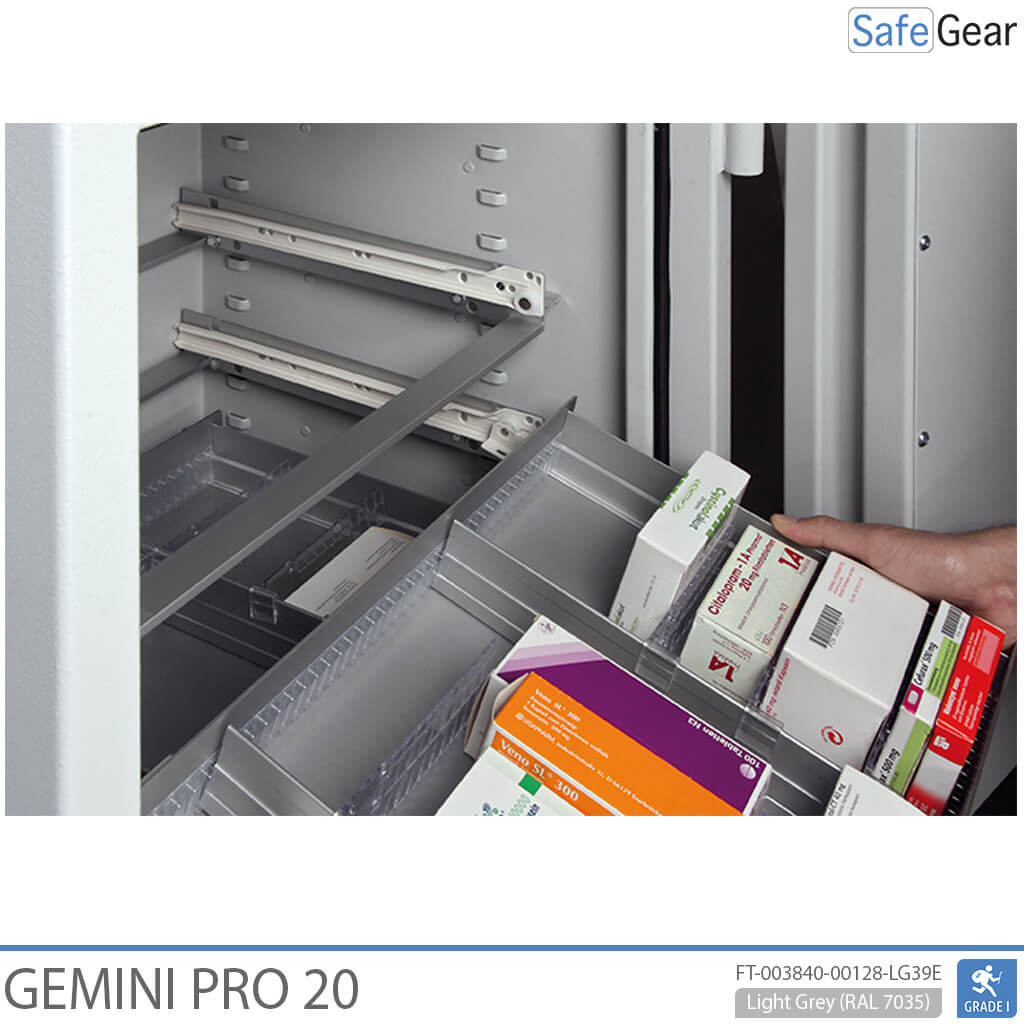 Gemini Pro 40 Pharmacie Sécurisée (180 litres) - 4 Tiroirs - 2 Étagères - Niveau de test anti-effraction I - Serrure à clé