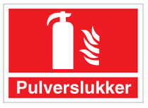 Pulverslukker - skilt - 210 x 297mm - Selvklæbende Vinyl