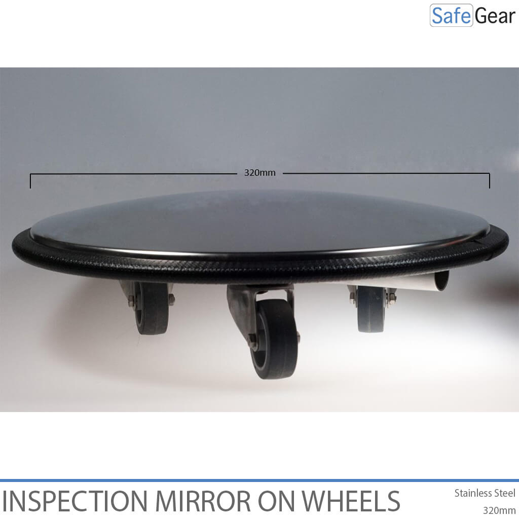 Espejo de inspección sobre ruedas - Acero inoxidable - Diámetro 32 cm