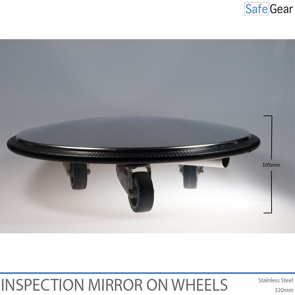 Espejo de inspección sobre ruedas - Acero inoxidable - Diámetro 32 cm
