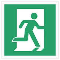 Emergency Exit Right Sign - 200 x 200 mm - Luminescent Plastic