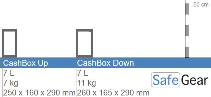 Ollé Cashbox Down - Size Illustration