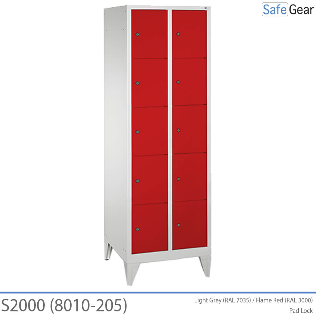 Storage cabinet S2000 with 2x5 compartments (8010-205) - padlock