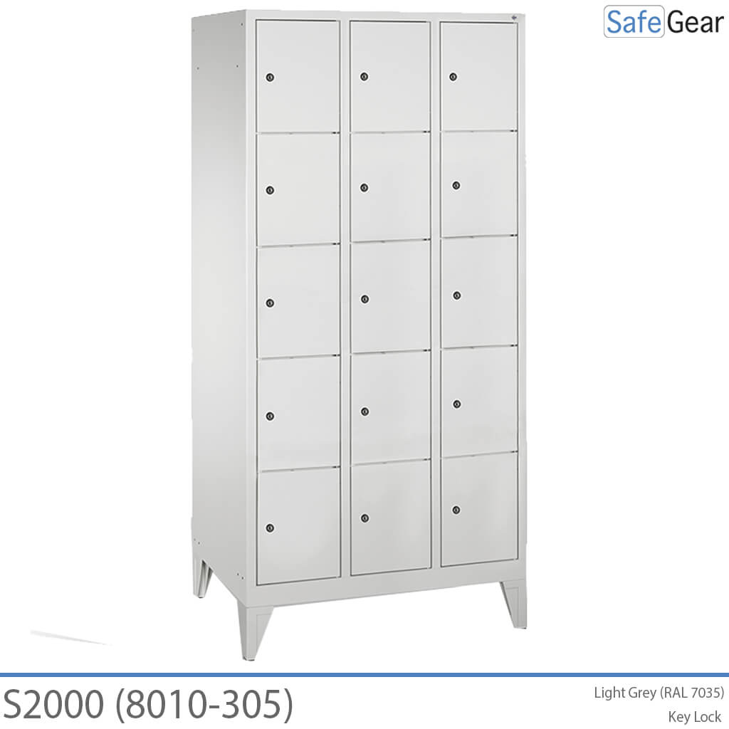 Armoire de rangement S2000 avec 3x5 compartiments (8010-305) - cadenas