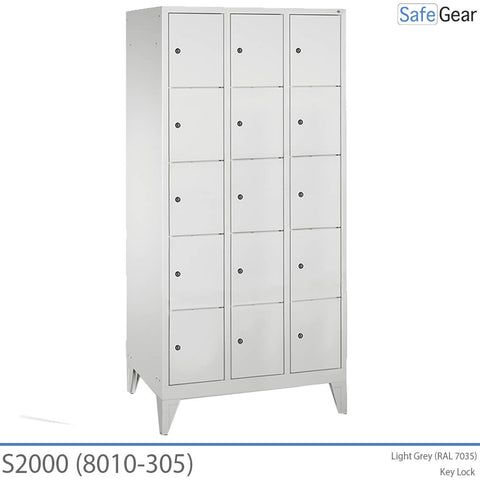Vitrine de rangement S2000 avec 3x5 compartiments (8010-305) - cadenas à goupilles