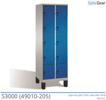 Storage cabinet S3000 with 2x5 compartments (49010-205) - cylinder lock