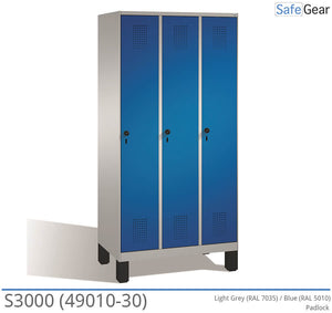 Umkleideschrank S3000 mit 3 Fächern (49010-30) - Vorhängeschloss