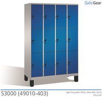Storage cabinet S3000 with 4x3 compartments (49010-403) - cylinder lock