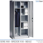Steel cabinet Series 900 width 930 mm with 4 shelves and clothes rail