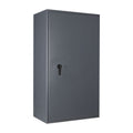 STL AS car key safe in graphite grey, door closed — front three-quarter view with key lock