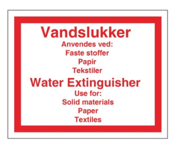 Water extinguisher - Sign 100 x 125mm - Plastic