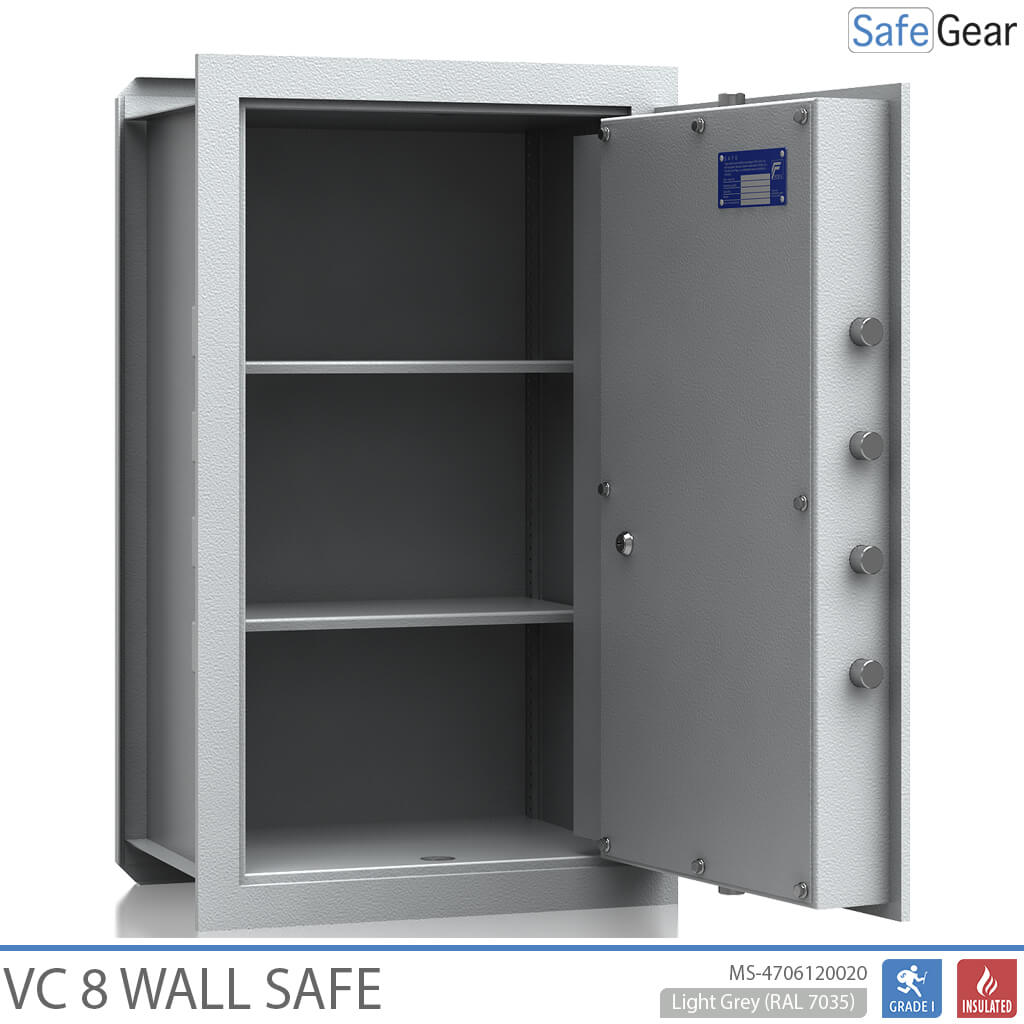VC 8 Conteneurs de protection (59 L) - Test de résistance au cambriolage de niveau 1 - Gris clair - Serrure à clé