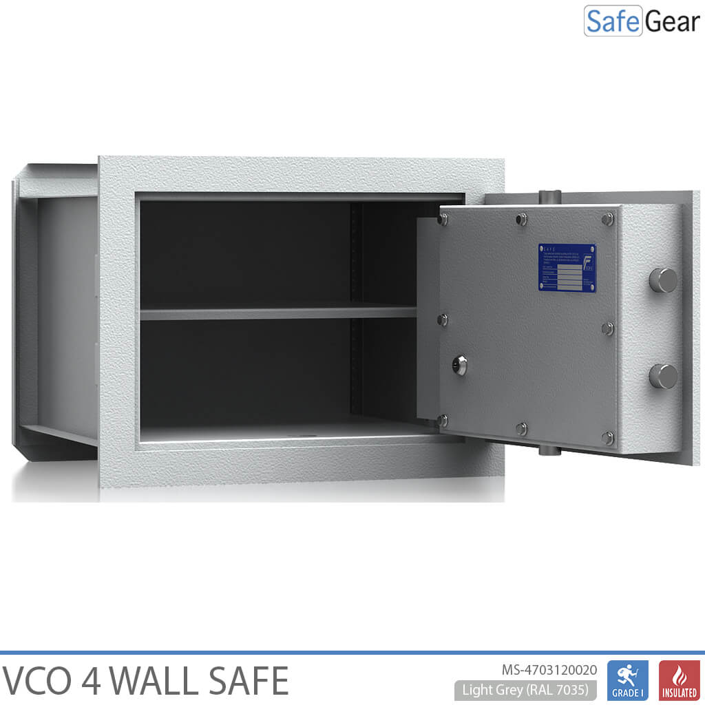 VCO 4 Cassettes de rangement intérieur (32 L) - Test de résistance au cambriolage de niveau 1 - Gris délavé - Serrure à clé