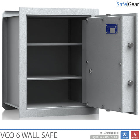 VCO 6 Einbausafes (61 L) - Einbruchschutz Klasse 1 - Hellgrau - Zahlenschloss