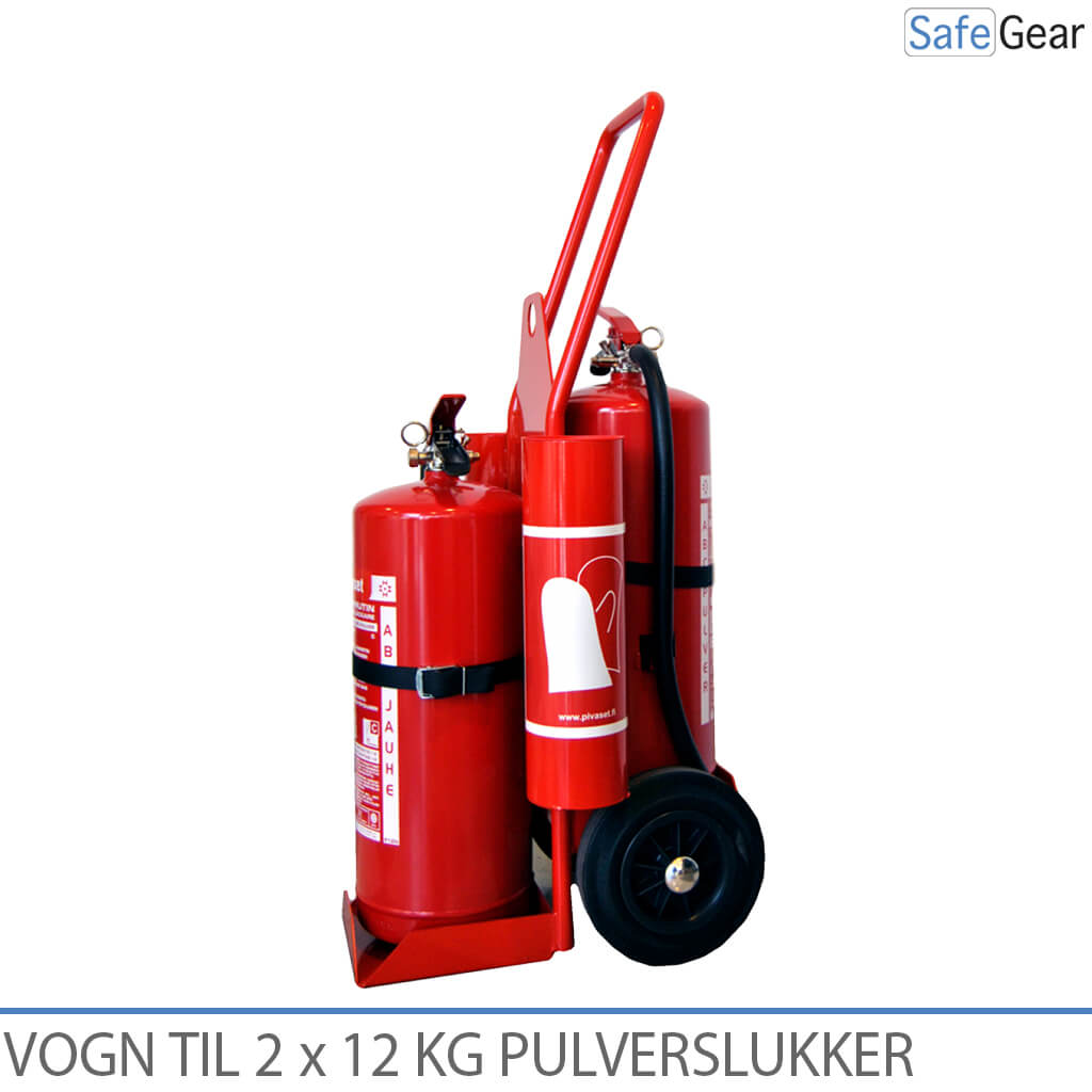 Kar voor twee Brandblussers (12 kg) en Branddeken / oogspoelfles